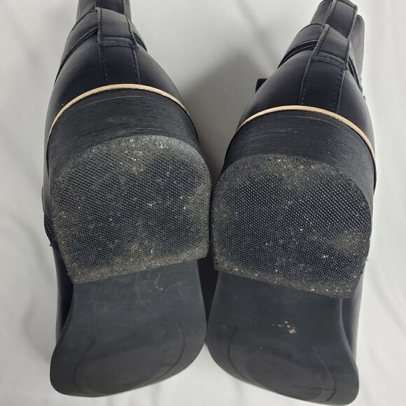 10 WANTED BLACK GOLD faux leather heeled zip BOOTS BOOTIES - Picture 7 of 13